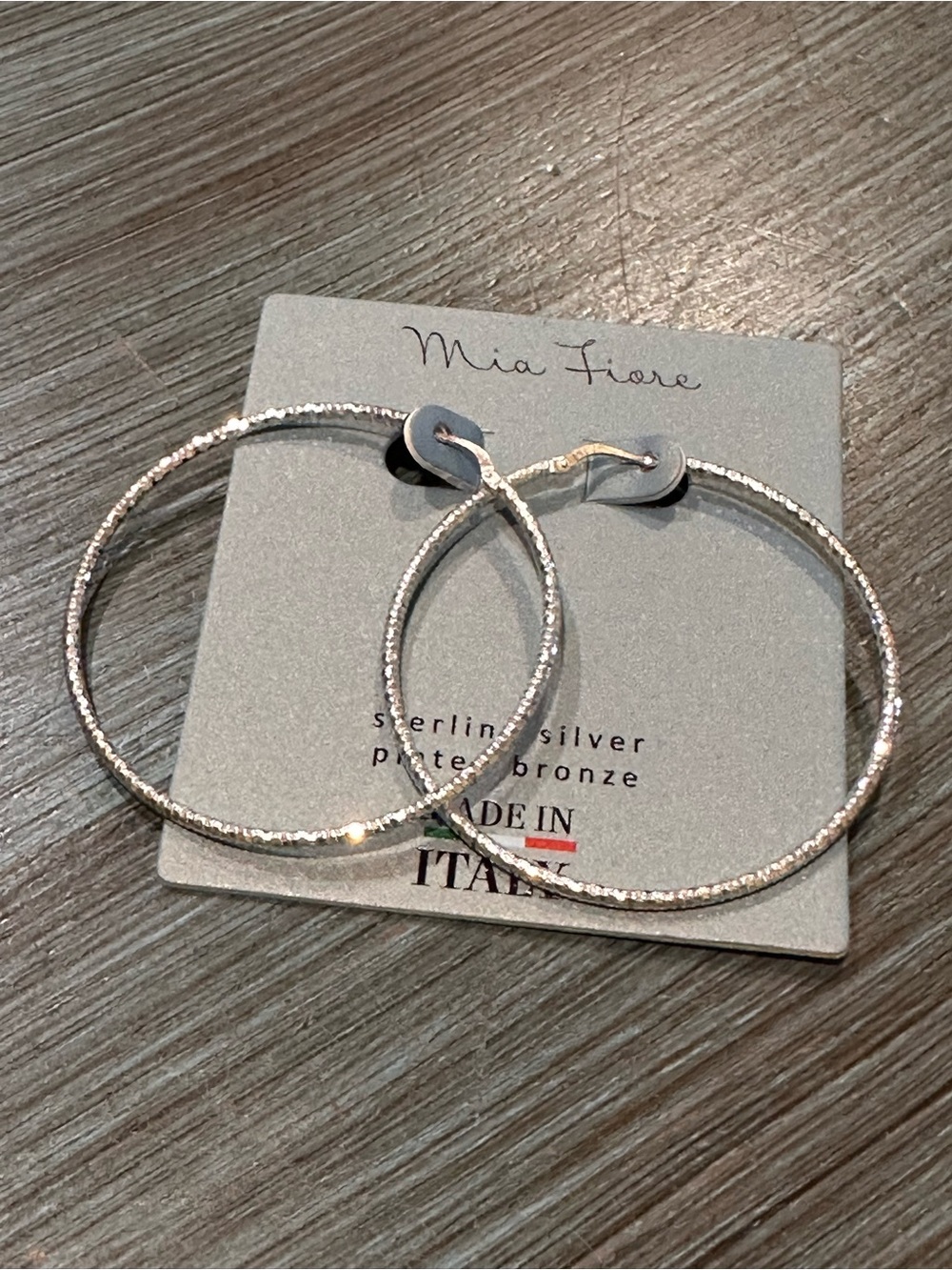 Mia Fiore Italy Sterling Silver Diamond Cut Textured 2-inch Hoop Earrings